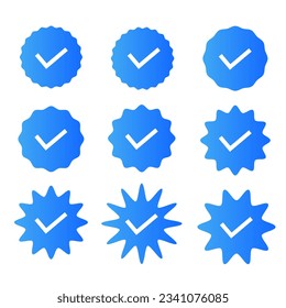 Check marks icons, Profile verification concept icons set, verified checked icons collection, social media vector illustration.