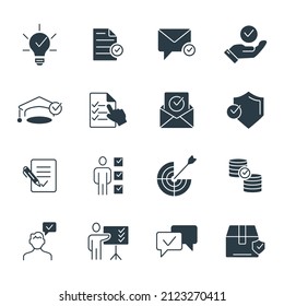 Marcas de verificación iconos establecidos . Comprobar elementos vectores de símbolo de paquete Marcas para web infográfica