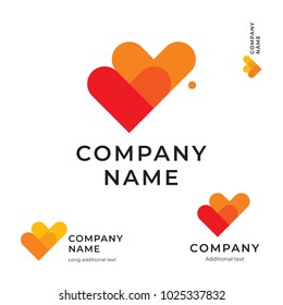 Check Marks like Two Heart Modern Logo. Love Identity Brand Symbol Icon. Concept Set Template Vector