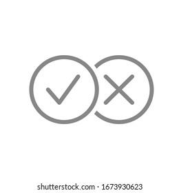 Check Marks Line Icon. Tick And Cross Checkmarks, Approved, Rejected, Correct, Incorrect Symbol