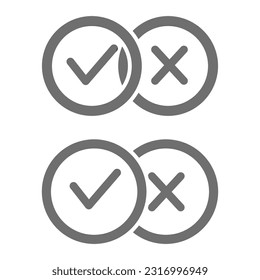 Check marks line icon. Tick and cross checkmarks, approved, rejected, correct, incorrect symbol. Vector illustration. stock image.
