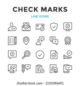 Check marks line icons set. Modern outline elements, graphic design concepts, simple symbols collection. Vector line icons