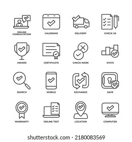 Check Marks line icons set, outline vector symbol collection, linear style pictogram pack. Signs, logo illustration.