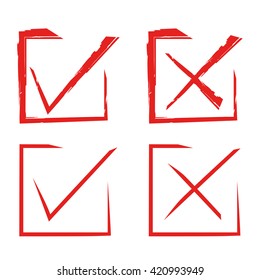 check marks, check list, hand drawn check icons vector illustration