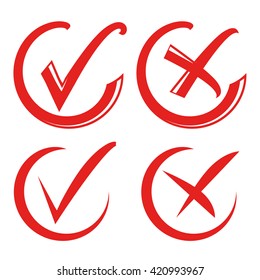 check marks, check list, hand drawn check icons vector illustration