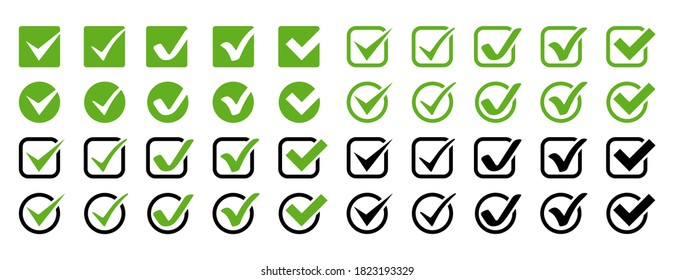 Check marks. Check mark vector icons collection. Business icons. Check mark isolated. Vector illustration