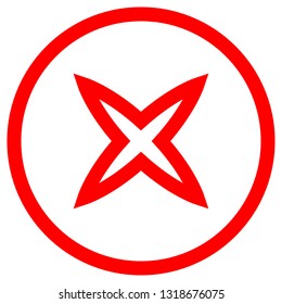 Check marks - red cross icon inside of circle outline - vector illustration