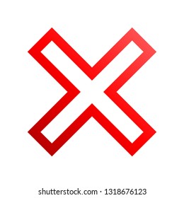 Check marks - red gradient outline cross icon - vector illustration