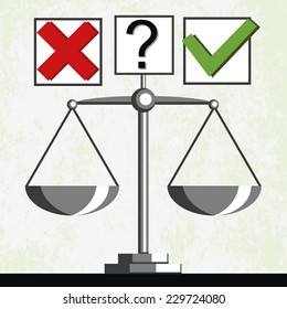 Check marks and scales, comparison of results. Vector