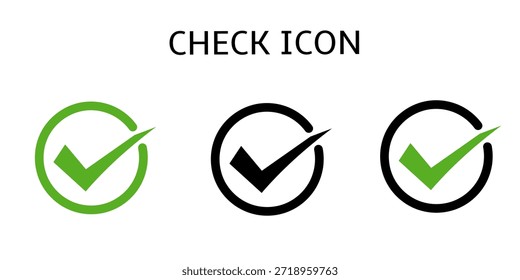 Marcas de verificación icono de conjunto. Marca, Casilla de verificación, marca, derecha, respuesta correcta, opción, documento, cuestionario, Encuesta. Concepto de negocio. Icono de línea de Vector para Negocios y Publicidad. Icono de comprobación