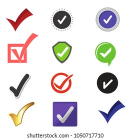 Check marks set. Vector illustration on white background