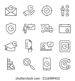 Marcas marca los iconos de signo establecidos. Comprobar Marcas símbolo de paquete de signos elementos vectoriales para web infográfica