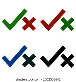 Check Marks in Simple Geometric Style. Colorful Vector Set