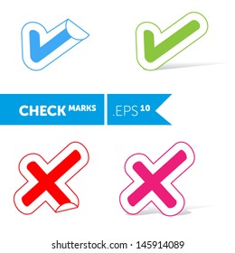 Check marks sticker icon set