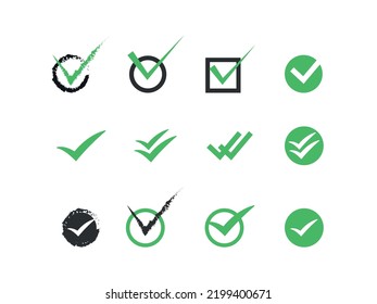 Check marks symbol collection flat styles