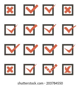 Check Marks Symbols Tick and Cross Icons Vector Template Illustration