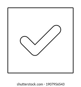 Check marks, Tick marks, Accepted, Approved, Yes, Correct, Ok, Right Choices, Task Completion, Voting. - vector mark symbols. Black outline design. Isolated icon.