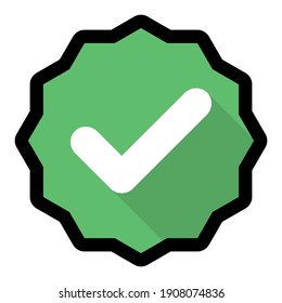 Marcas de verificación, Marcas de marca, Aceptadas, Aprobadas, Sí, Correctas, Correctas, Opciones Derechas, Finalización De Tarea, Votación. - símbolos de marca vectorial en verde. Diseño de trazo negro y sombra. Icono aislado. vector de estilo plano 