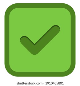 Check marks, Tick marks, Accepted, Approved, Yes, Correct, Ok, Right Choices, Task Completion, Voting. - vector mark symbols in green. Isolated icon.