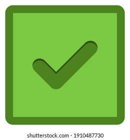 Marcas de verificación, Marcas de marca, Aceptadas, Aprobadas, Sí, Correctas, Correctas, Opciones Derechas, Finalización De Tarea, Votación. - símbolos de marca vectorial en verde. Icono aislado. Ilustración vectorial de estilo plano.