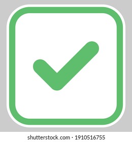 Marcas de verificación, Marcas de marca, Aceptadas, Aprobadas, Sí, Correctas, Correctas, Opciones Derechas, Finalización De Tarea, Votación. - símbolos de marca vectorial en verde. Icono aislado. Ilustración vectorial de estilo plano.