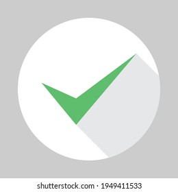 Markierungen, Auswahlfelder, Akzeptiert, Genehmigt, Ja, Richtig, OK, richtige Auswahl, Aufgabenabwicklung, Abstimmung. - Vektormarkensymbole auf Grün. Isolierte Ikone.
