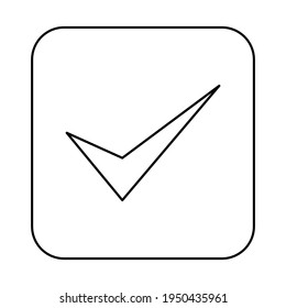 Markierungen, Auswahlfelder, Akzeptiert, Genehmigt, Ja, Richtig, OK, richtige Auswahl, Aufgabenabwicklung, Abstimmung. - Vektormarkensymbole. Schwarze Rahmenkonstruktion. Isolierte Ikone.