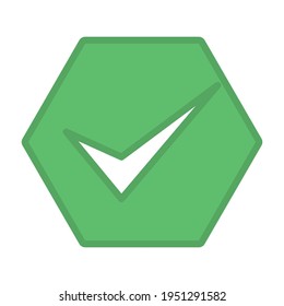 Markierungen, Auswahlfelder, Akzeptiert, Genehmigt, Ja, Richtig, OK, richtige Auswahl, Aufgabenabwicklung, Abstimmung. - Vektormarkensymbole auf Grün. Isolierte Ikone.