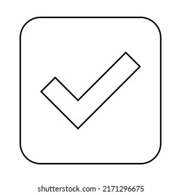 Check marks, Tick marks, Accepted, Approved, Yes, Correct, Ok, Right Choices, Task Completion, Voting. - vector mark symbols. Black outline design. Isolated icon.