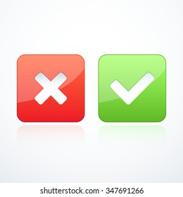 Check marks. Tick and cross.