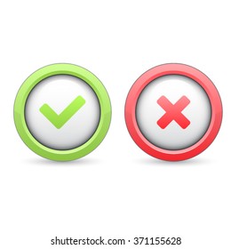 Check marks. Tick and cross. 