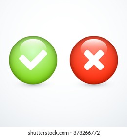 Check marks. Tick and cross. 
