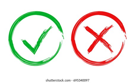 Check marks tick and cross icon. Vector illustration on white background. Business concept yes and no checkmark pictogram.