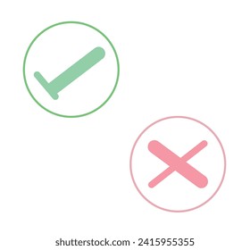 Markierungen überprüfen. Kick und Cross Icons. Ja und keine Symbole. Illustration