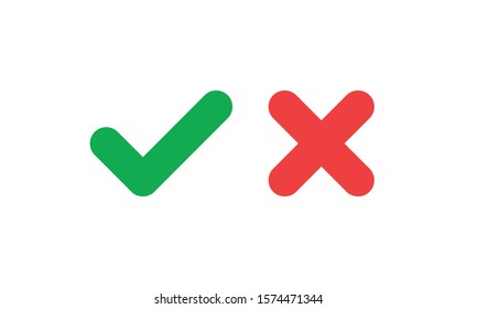 Check marks. Tick and cross vector icons. Yes and No symbols.