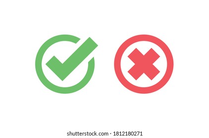 Check marks. Tick and cross vector icons. Yes and No symbols. Checkmarks.