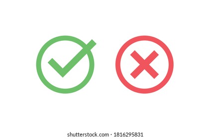 Check marks. Tick and cross vector icons. Yes and No symbols. Checkmarks.