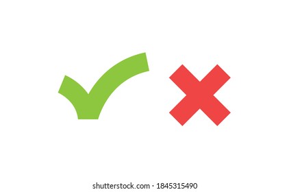Check marks. Tick and cross vector icons. Yes and No symbols.