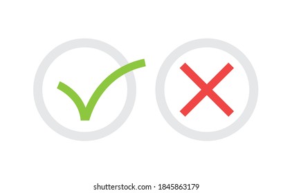 Check marks. Tick and cross vector icons. Yes and No symbols.