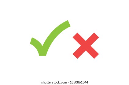 Check marks. Tick and cross vector icons. Yes and No symbols.