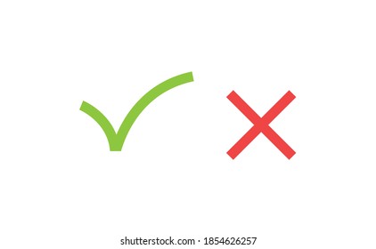 Check marks. Tick and cross vector icons. Yes and No symbols.