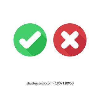 Check marks. Tick and cross vector icons. Yes and No symbols. Vector illustration