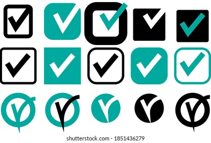 check marks ticks green black and white