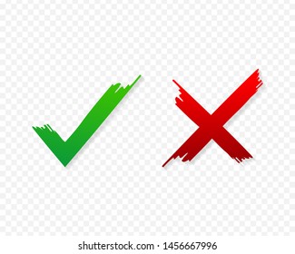 check marks ui button with dos and donts. flat simple style trend modern red and green checkmark.