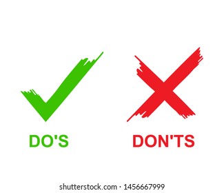 check marks ui button with dos and donts. flat simple style trend modern red and green checkmark.