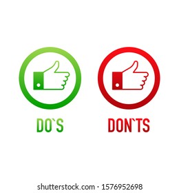 check marks ui button with dos and donts. flat simple style trend modern red and green checkmark.