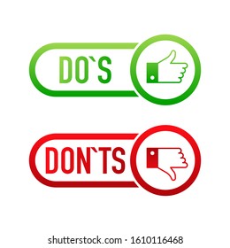 check marks ui button with dos and donts. flat simple style trend modern red and green checkmark.