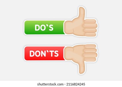 Check marks ui button with dos and donts. Flat simple style trend modern red and green checkmark