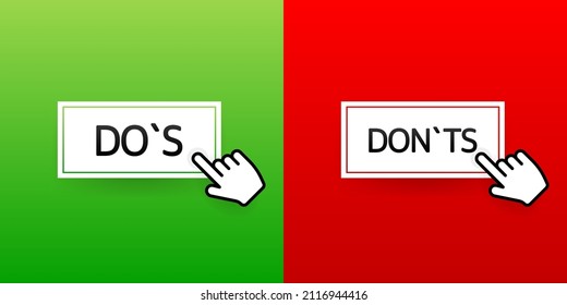 Check marks ui button with dos and donts. Flat simple style trend modern red and green checkmark