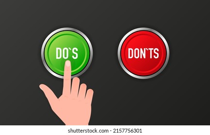 Check marks ui button with dos and donts. Flat simple style trend modern red and green checkmark.